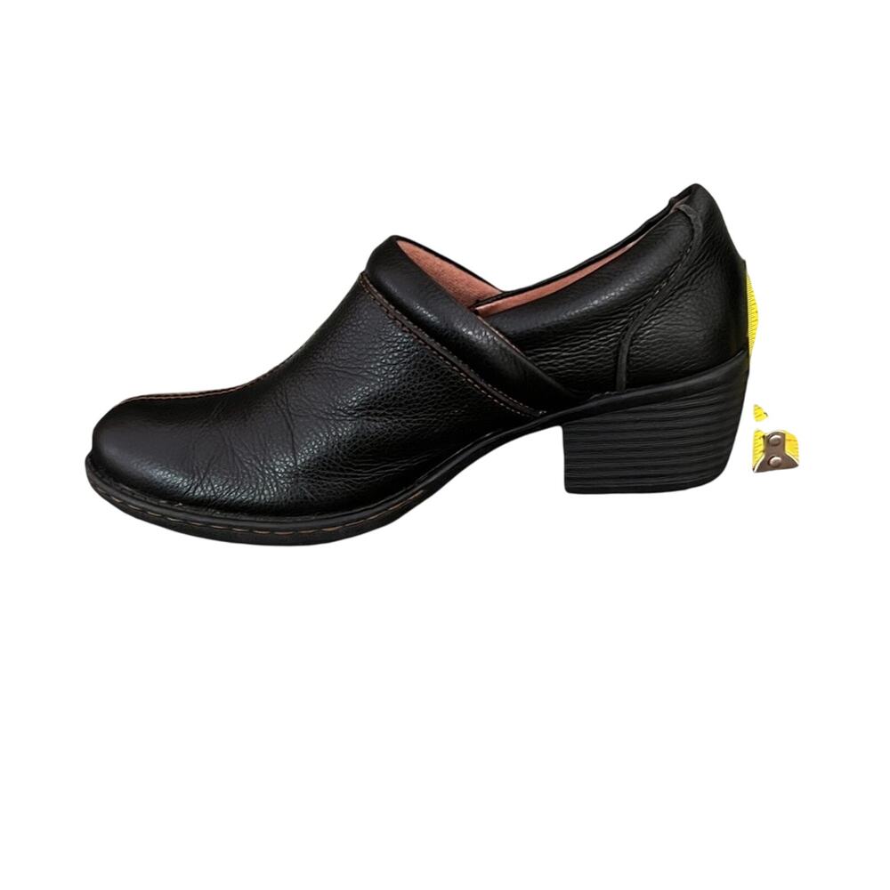 boc Born Peggy Clogs Size 7 Black Pebbled Leather Chunky Stacked Heel Mules - Picture 10 of 15